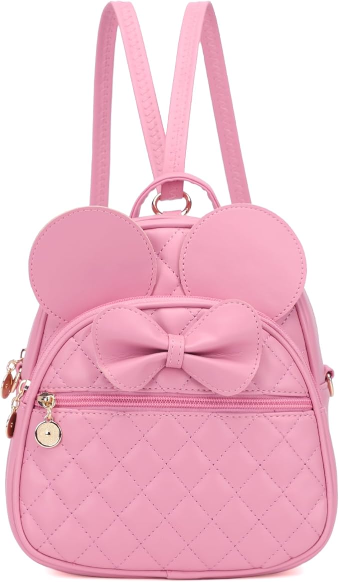 KL928 Girls Bowknot Polka Dot Cute Mini Backpack Small Daypacks Convertible Shoulder Bag Purse for Women