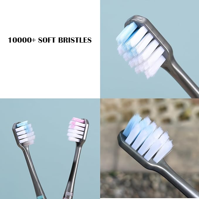 EasyHonor Soft Toothbrushes, Adult Medium Bristle Toothbrushes with Fashion Color Crystal & Non-Slip Handle and Wide-Head and Square Hole Bristles, Soft Toothbrush for Sensitive Gums (6 Pack)