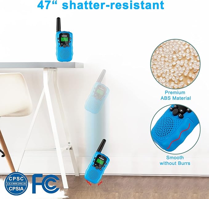 Walkie Talkies for Kids 3 Miles Long Range, 22 Channels Walkie Talkie with Clear Sound & Automatic Squelch, Kids Walkie Talkies, Outdoor Camping Toys for Boys and Girls (Blue Pink Yellow)