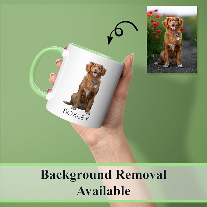 Personalized Mothers Day Coffee Mug, Custom Mum Photo Text 11 Oz Ceramic Mug, Customized Mom Picture Name Tea Cup, Unique Gift Idea,Taza Cafe Personalizadas Fotos, Custom Gifts Women Men, Light Green