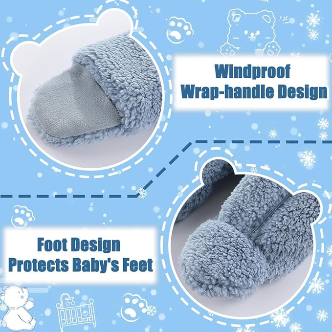 Fairy Baby Newborn Baby Winter Snowsuit Bear Thick Romper Footie Double Zip Hooded Jumpsuit Fleece Coat Infant Boy Girl 0-12M