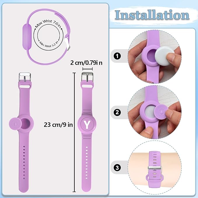 Waterproof Bracelet for AirTag Kids, Personalized Initial Letter Hidden Holder Compatible with Air Tag, Silicone Case for Airtag Adjustable Anti-Lost GPS Tracker for Toddler Child Elder, Y