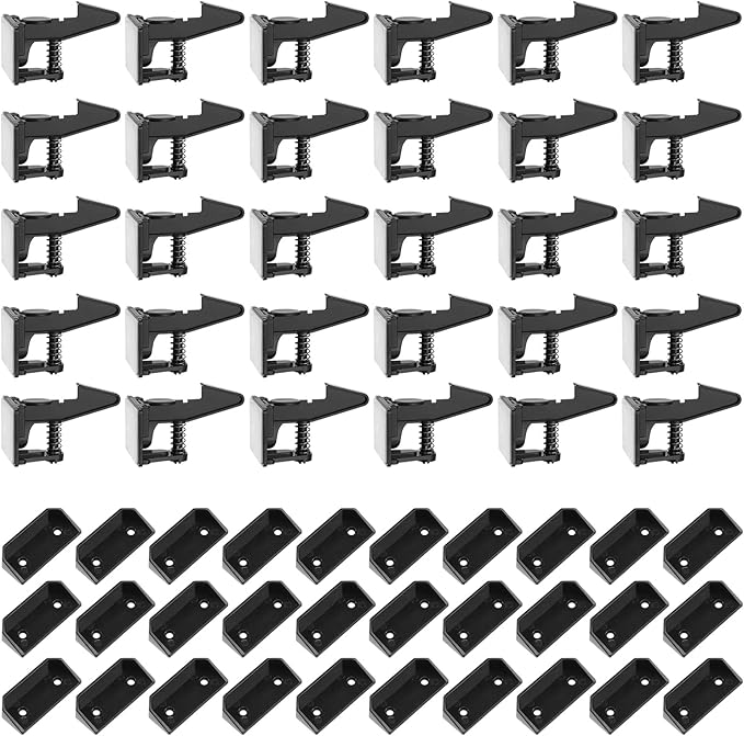 Tuanse 30 Pcs Cabinet Locks Invisible Safety Drawer Latches with Screws Self Adhesive Cabinet Drawer Locks for Home Kitchen Furniture Door Latches(Black)