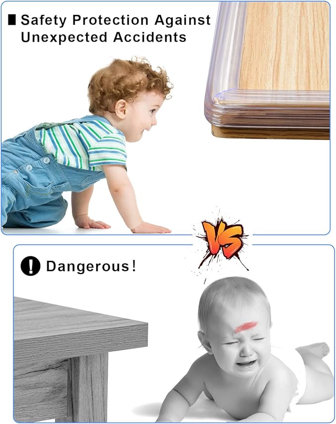 Baby Proofing,16.4ft(5M) Silicone Soft Corner Protectors with Pre-Taped Strong Adhesive, Edge Protectors for Sharp Corners of Cabinets, Tables