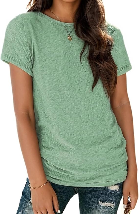 Soft Short Sleeve Shirts for Women, Crew Neck T Shirts for Women Loose Fitting Lightweight Top Basic Tee Shirt