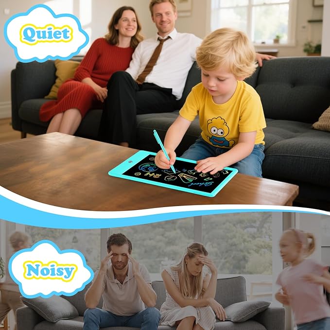 LCD Writing Tablet for Kids Age 3-12 Years-10 Inch, Portable/Interactive/Mess Free Coloring/Reusable Used for Family Educational Learning, Travel Calm Down Toys, Sketch Pad, Stuffers Gifts for Teen