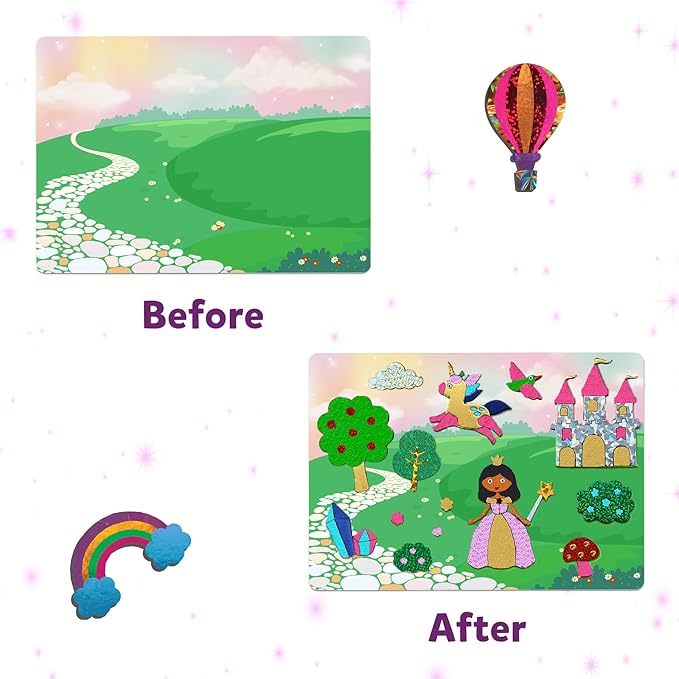 Skillmatics Foil Fun - Unicorns & Princesses, No Mess Art for Kids, Craft Kits & Supplies, DIY Creative Activity, Travel Toys, Gifts for Ages 4, 5, 6, 7, 8, 9