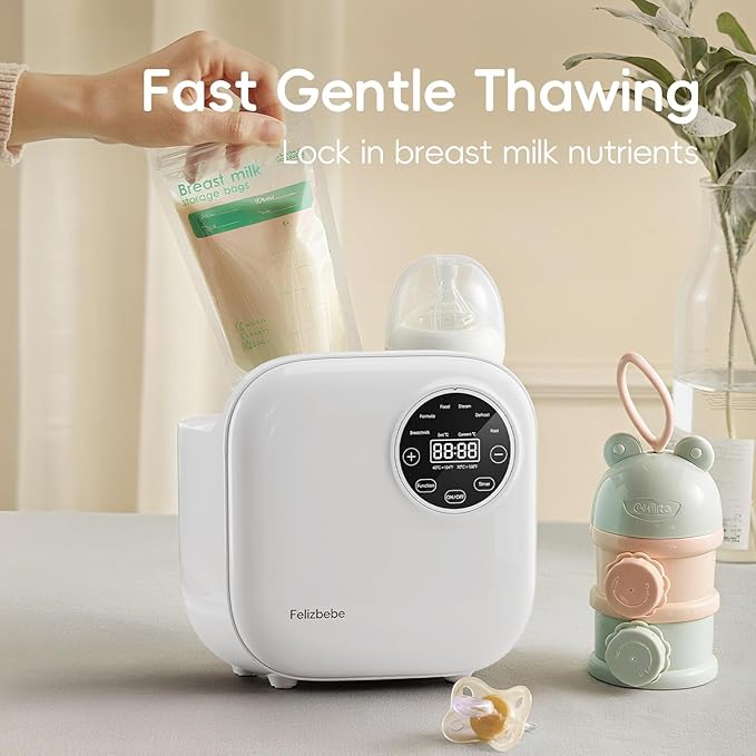 Baby Bottle Warmer, Felizbebe 10-in-1 Bottle Warmers for All Bottles, Detachable Body for Easy Cleaning, Accurate Temperature Control, Timer, Sterili-zing,Milk Warmer for Breastmilk or Formula