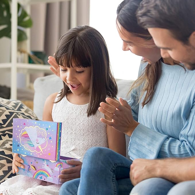 Jewelkeeper Unicorn Musical Jewelry Box for Little Girls - Kids Jewelry Box with Pullout Drawer - Music Jewellery Box with Necklace and Bracelet - Gift Set for Kids - Children's Jewellery Storage Case