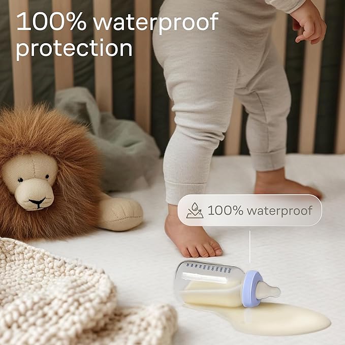 Niagara Crib 2 Pack 100% Waterproof Mattress Protector, Soft Breathable Crib Mattress Protector with Deep Pocket, Mattress Pad for Toddler and Baby (52x28, White, Gray) - Viscose Made from Bamboo