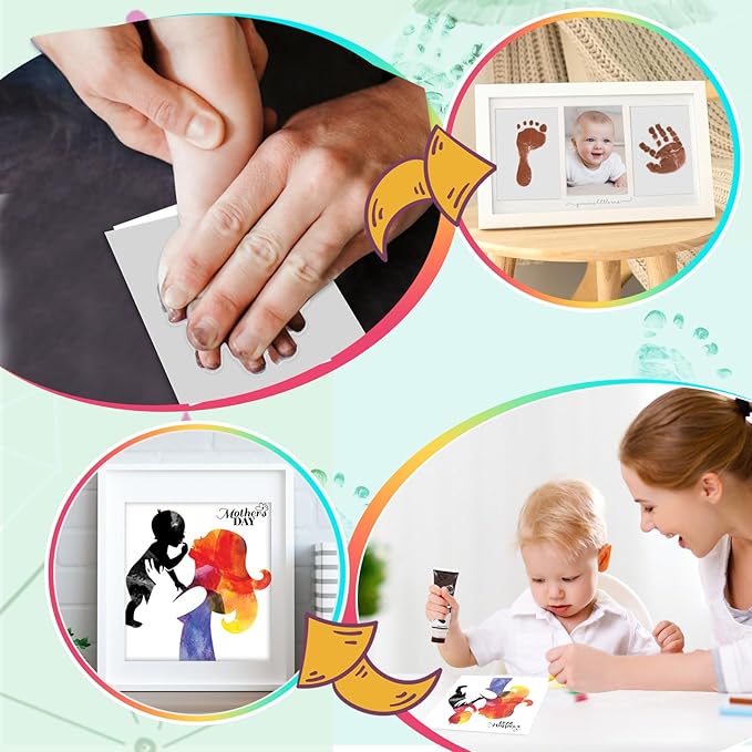 Sortnic 75ml Brown Baby Hand and Footprint Ink Kit, Baby Handprint Footprint Paint for Newborn Keepsake, Dog Cat Paw Print Kit, Washable, Non Toxic Acid-Free, Safe Gentle for Ideal New Mom Gifts