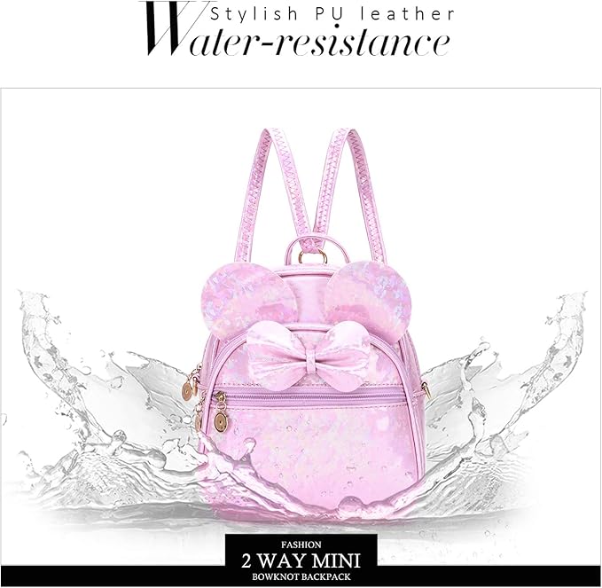 KL928 Girls Bowknot Polka Dot Cute Mini Backpack Small Daypacks Convertible Shoulder Bag Purse for Women