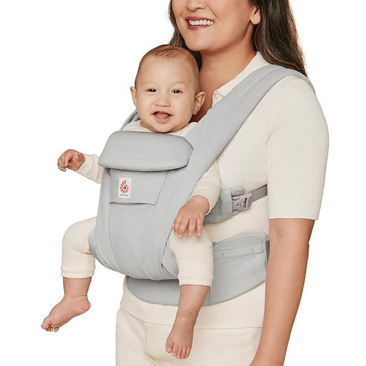 Ergobaby Omni Deluxe Baby Carrier Newborn to Toddler - Breathable Baby Carriers for Summer - All-Position Carrier with Enhanced Lumbar Support & Airflow (7-45 Pounds), Cotton, Pearl Grey