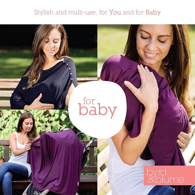 Byrd & Blume Maternity Nursing Cover Breathable Lightweight Breastfeeding Cover Wrap Shawl Scarf Poncho Full 360 (Gray, One size)