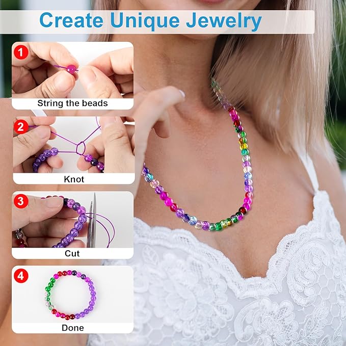 XSEINO About 7200pcs 144 Colors 6mm Crackle Glass Beads Bracelet Making Kit,6Box Different Style Crack Series Colorful Crystal Beads for Bracelet Jewelry Making,DIY Crafts,Friendship Bracelets