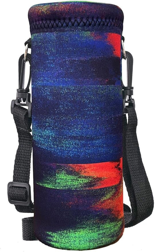 RICHEN Neoprene Water Bottle Carrier Bag with Adjustable Shoulder Strap,Insulated Water Bottle Cover for Stainless Steel/Glass/Plastic Bottles