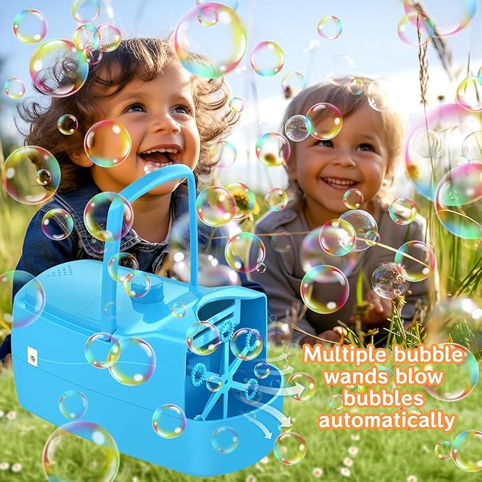 Bubble Machine, Automatic Bubble Blower for Kids, 18000+ Bubbles Per Minute with 2 Speed Settings, Battery/USB Powered Bubble Maker for Toddlers, Outdoor Birthday Parties, Weddings (Blue)