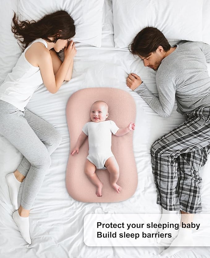 Muslin Baby Lounger Cover for Snuggle Me Organic Lounger/Baby Lounger/Organic Cotton Handmade Cover for Infant/Toddler Lounger/Nursing Pillow(Pink, Wheat)