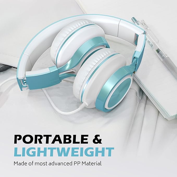 AILIHEN C8 Headphones Wired, On-Ear Headphones with Microphone and Volume Control, Corded 3.5mm Headset for Boys Girl School Smartphones Chromebook Laptop Computer Tablets Airplane Travel (Lime Green)