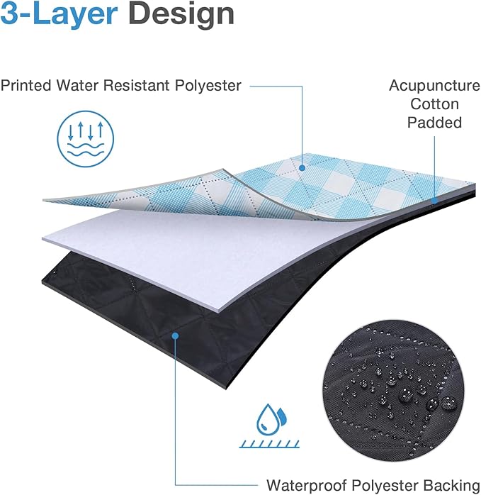 Picnic Blanket, 80''x80'' Waterproof Outdoor Blankets, Picnic Mat Washable for Beach, Picnic Blankets for Camping on Grass with Shoulder Strap - Blue & White