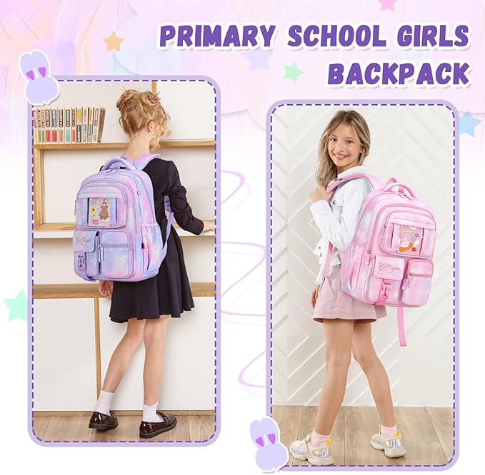 Kids Backpack for Girls - School Bags for Middle School Students - Book Bag for Elementary Primary - Kawaii Ita Backpack - Purple