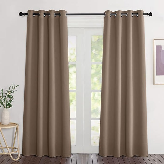 NICETOWN Blackout Cappuccino Curtains 84 inches Long, Grommet Room Darkening Thermal Insulated Sound Dampening Window Treatments for Bedroom/Home Office, 2 Panels, W46 x L84