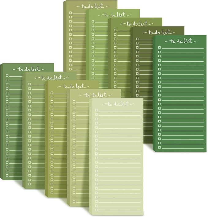Censen 10 Pack 500 Sheets To Do List Notes Daily Checklist Notepads with 50 Sheets Each Undated Color Memo Pad Block Shopping List Pad Weekly Plan Notepad Organizer Planners(Gradient Green,Lined)