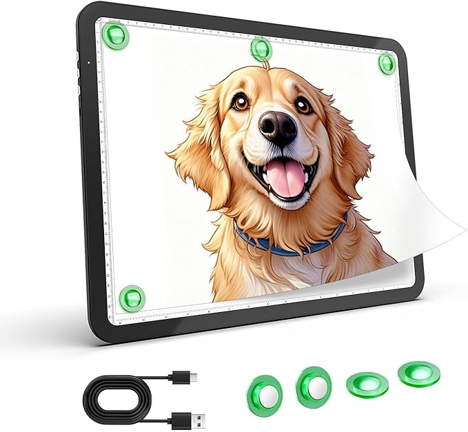 Up To 9000Lux Super Bright A4 Light Pad,Rechargeable light box with 4000mAH Lithium Battery for Cricut Weeding Vinyl Tool,Magnet light box for tracing,light board for Diamond Painting,Sketching,Tattoo