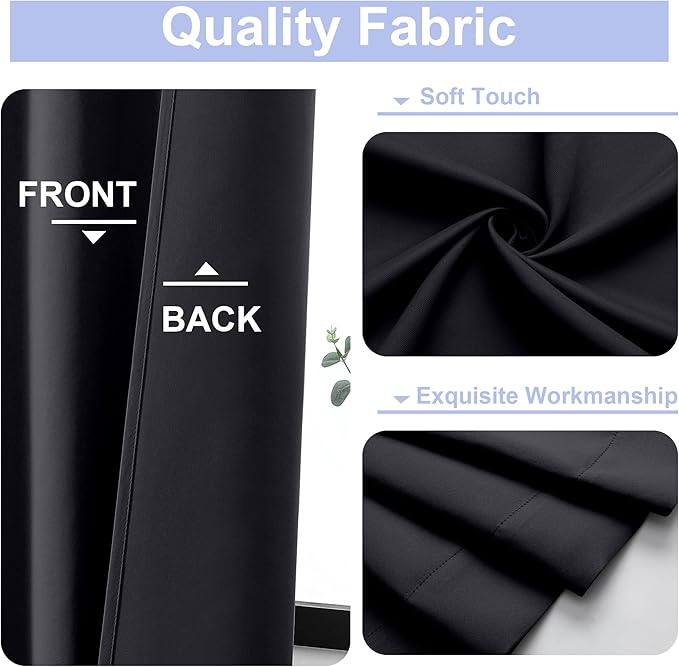 Simplebrand Ava Halloween Black Blackout Curtains for Bedroom, 2 Panels Set, 72 Inch Length, Privacy Thermal Insulated Rod Pocket Window Curtains for Patio French Door, W40 x L72 Inch