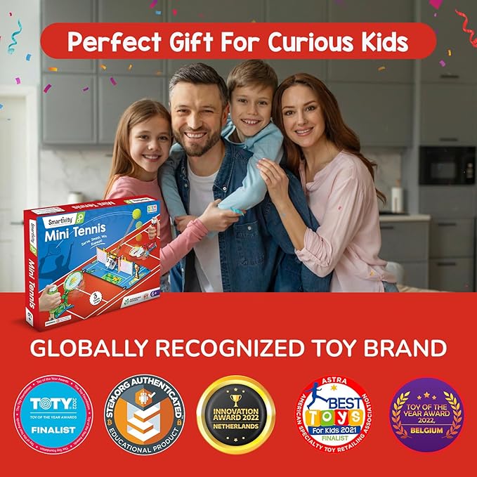 Smartivity Tabletop Tennis - Pickleball Game Kit for Kids 6 to 12, 2-Player STEM Toy with Mechanical Rackets & Scoreboard, Birthday Gift for Boys & Girls Age 6,7,8,9,10,11,12,13,14 Years