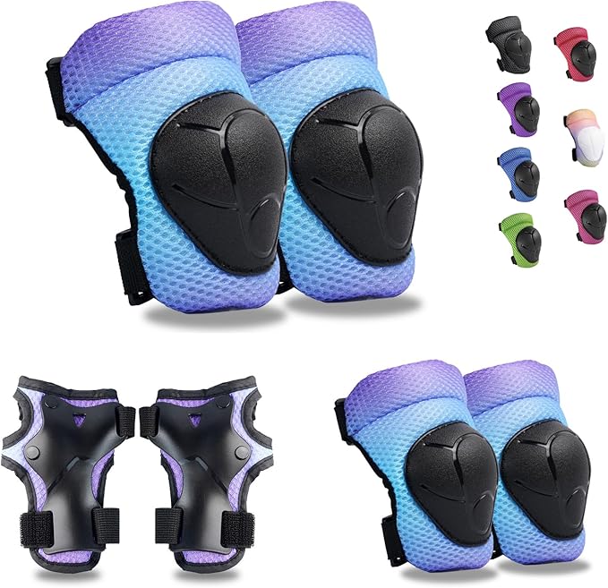 Knee Pads Elbow Pads Wrist Guards Set for Kids,Upgraded Protective Gear for Toddle 4-12 Boys or Girls Children Roller Skating Scooter Skateboarding Bike Roller Blade