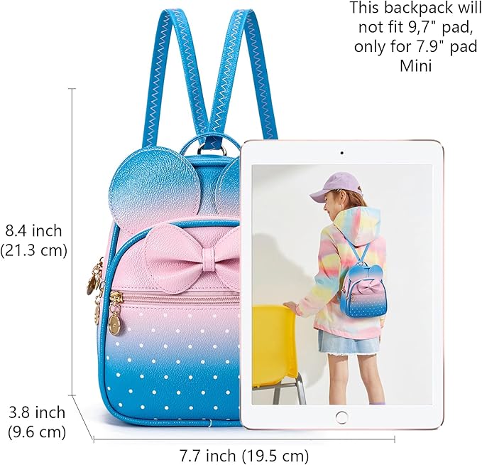 KL928 Girls Bowknot Polka Dot Cute Mini Backpack Small Daypacks Convertible Shoulder Bag Purse for Women