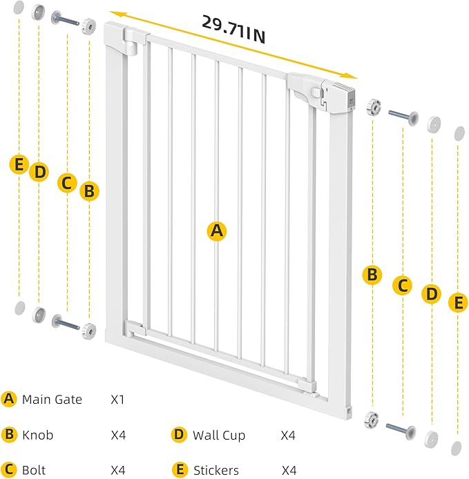 Easy Step Walk-Thru Baby Gate – Adjustable Safety Gate for Babies & Pets, Pressure Mount Kit, Includes Wall Cups – 29.7 to 32W x 30.5H inches, CPC Certified