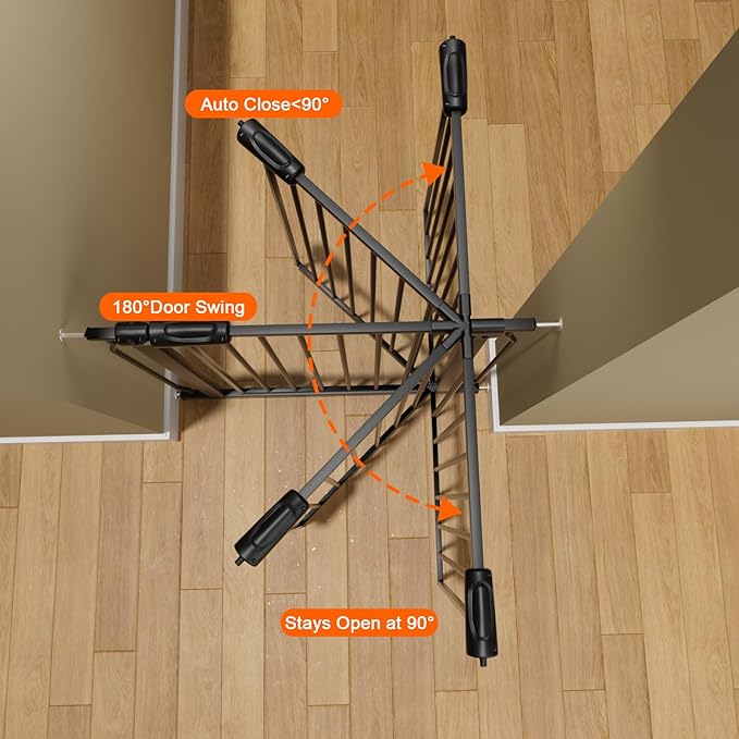 Extra Wide Baby Gate Extra Wide Extra Tall Dog Gates for Stairs Doorways Black Metal Tension Indoor Safety Gates with Pressure Mount 67-71.5 Inch