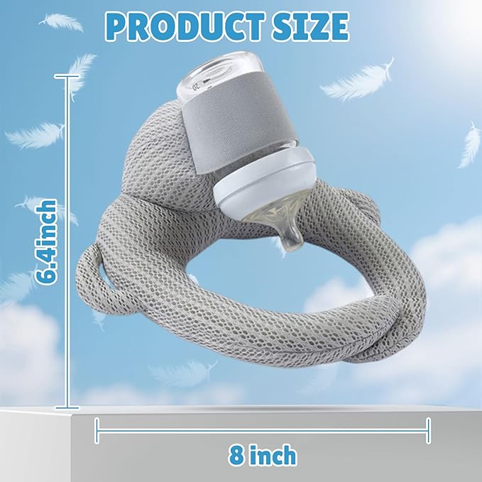 Bottle Holder Pillow, Plush Feeding Support Pad - Relieve Hand & Wrist Soreness, Adjustable Nursing Pillow, Grey