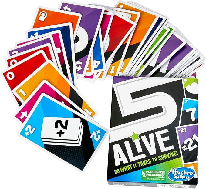 Hasbro Gaming 5 Alive Card Game, Fast-Paced Game for Kids and Families, Easy to Learn, 2 to 6 Players, Fun Summer Activities, Vacation Travel Essentials, Ages 8+