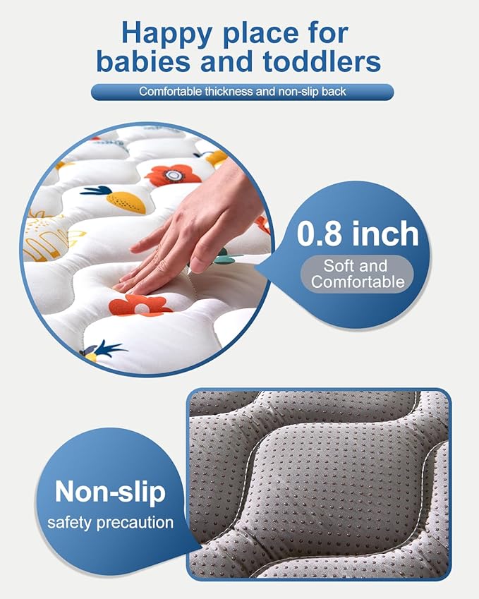 Odorless Premium Foam Baby Play Mat 71" x 59", Soft Microfiber Fabric Crawling Mat for Floor- Comfortable and Hypoallergenic, Non-Slip Cushioned Floor Playpen mat for Infants,Babies,Toddlers