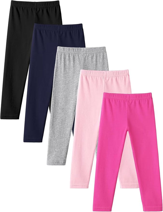 Witwot 5 Pack Toddler Leggings Baby Girl Cotton Pants Toddler Girls Clothes Size 18M-5T