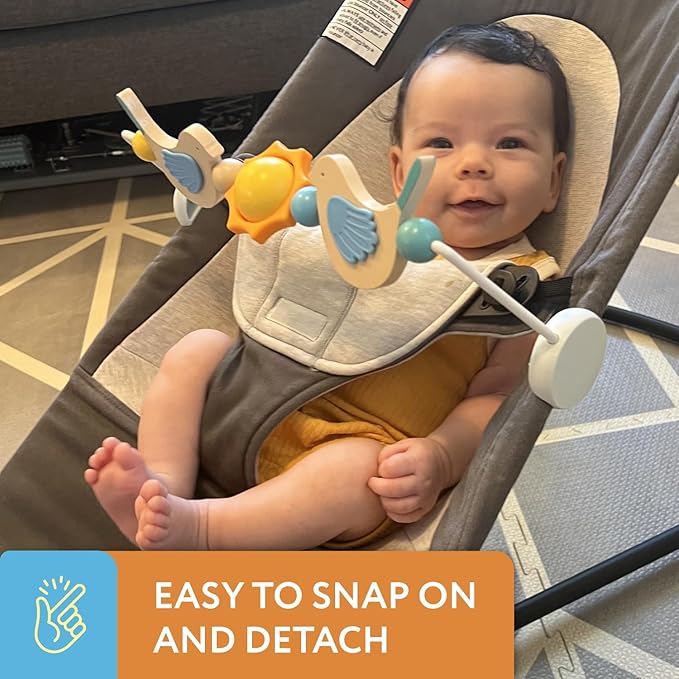 IMPRESA Wooden Baby Arch Toy Attachment Compatible with Baby Bjorn Bouncer, Bird Design to Stimulate Motor Skills, Durable Wooden Toy Bar, Easy to Use Bouncer Accessories