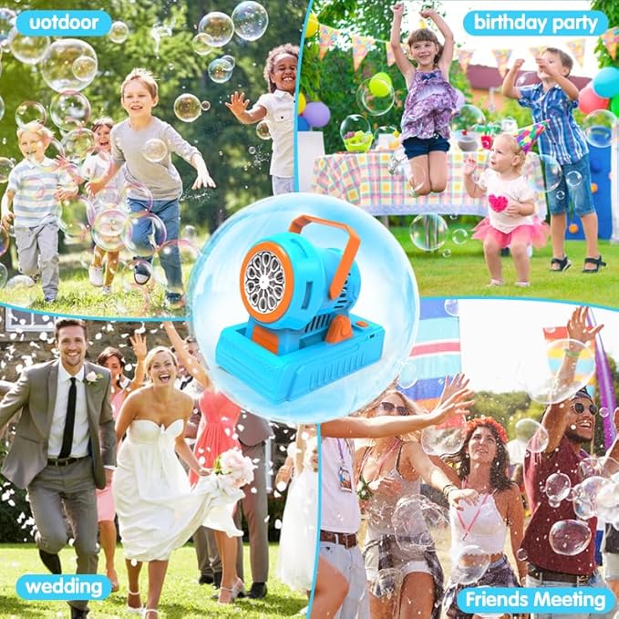 Automatic Bubble Machine 10 Holes Bubble Blower 20000+ Big Bubbles Per Minute Bubbles for Kids Portable Bubble Maker Operated by USB or Batteries for Outdoor Birthday Gifts Wedding Easter Party Favor