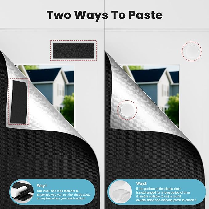 Portable Temporary Blackout Curtains, 50" x 57", 100% Blackout Window Shades, No Drill Cuttable Blackout Windows Blinds with Hook & Loop Stickers, Windows Cover for Baby Nursery Thermal Insulated