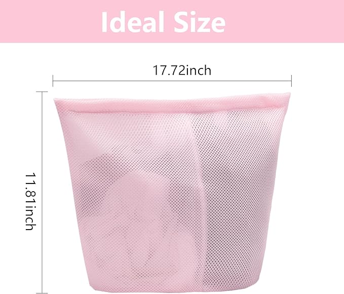 laundry bag with handles mesh laundry bags washing machine laundry totes travel storage and sorting bag for Clothes laundry bag for delicates(Pink)