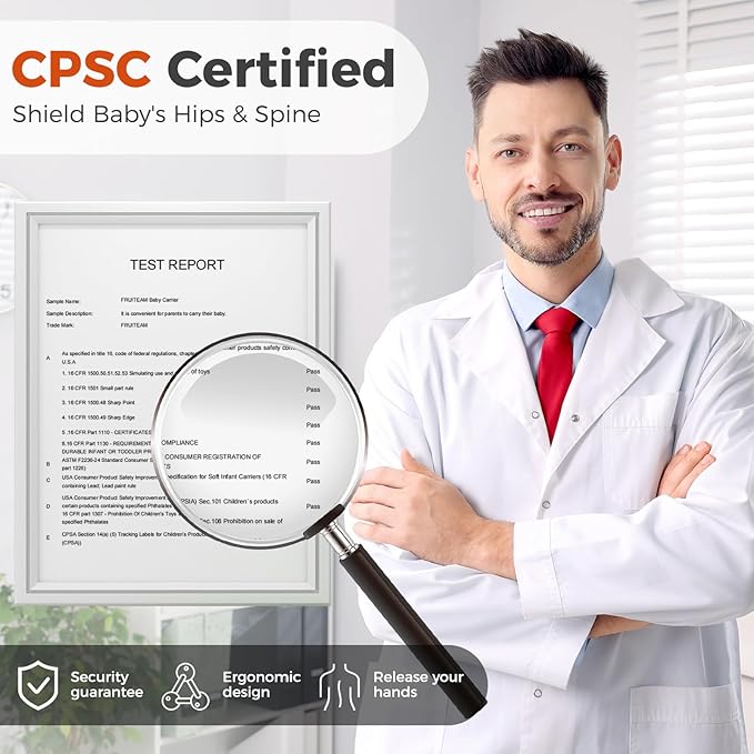 FRUITEAM Baby Carrier, Upgraded Adjustable Knob, 6-in-1 Baby Carrier Newborn to Toddler, Safety-Certified Baby Hip Seat Carrier, Perfect for Travelling Shopping Breastfeeding