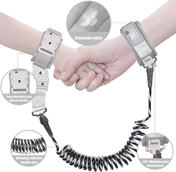 Toddler Leash for Walking, Toddler Safety Harnesses Leashes, Safety Harness with Lock for Kids, Anti Lost Wrist Link for Toddlers ，Upgrade with Reflective Tape Liner（6.5ft）for Kids