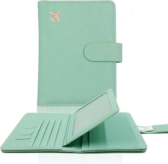 Melsbrinna Rfid Passport Holder for Travel women/Men, Cute Passport Wallet Rfid Blocking Card Slots, Rfid Passport Cover/CaseTravel Wallet, Passport Book Holder (1, Green4)