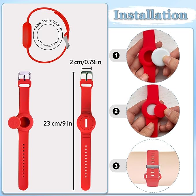 Waterproof Bracelet for AirTag Kids, Personalized Initial Letter Hidden Holder Compatible with Air Tag, Silicone Case for Airtag Adjustable Anti-Lost GPS Tracker for Toddler Child Elder, I