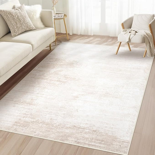 MXSANYOO Area Rug 3x5 Modern Abstract Beige Washable Non Slip Stain Resistant Indoor Rectangular Bedroom Kitchen Entryway Office
