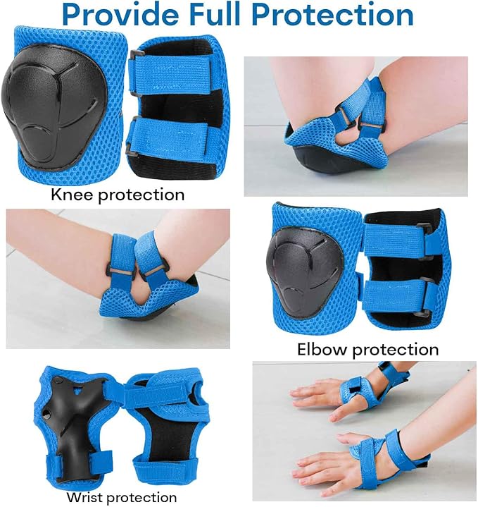 KAMUGO Kids Bike Helmet, Toddler Helmet for Ages 2-8 Boys Girls with Sports Protective Gear Set Knee Elbow Wrist Pads for Skateboard Cycling Scooter Rollerblading