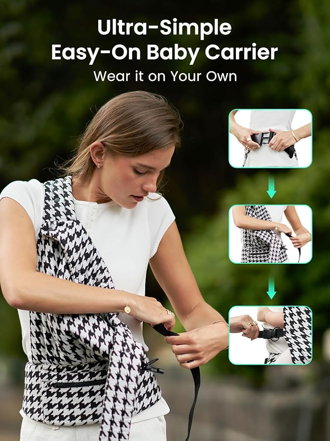 GROWNSY Baby Carrier Newborns to Toddlers, Ergonomic Baby Toddler Carrier Slings Wraps with Head Support, Easy to Wear,Infant Carrier Baby Gift,Travel and Hiking Friendly, for Babies 7 to 44 lb(Black)