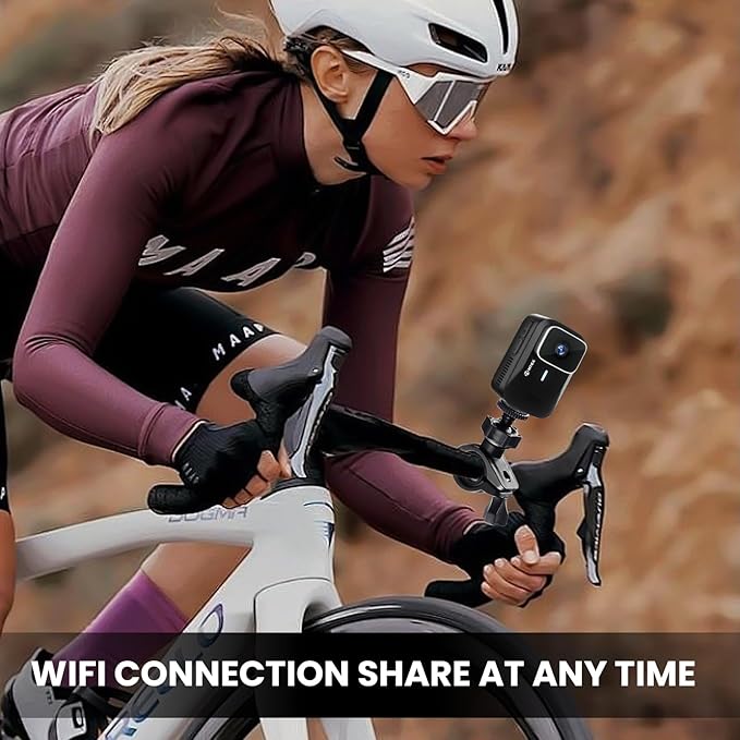 asika 4K Ultra HD Action Camera with Touch Screen-Waterproof Sports Camera,6-Axis Gyro Stabilization,145° Wide-Angle,Loop Recording for Vlogging,Cycling,Motorcycle(Supports Time-Lapse/Pre-Record)